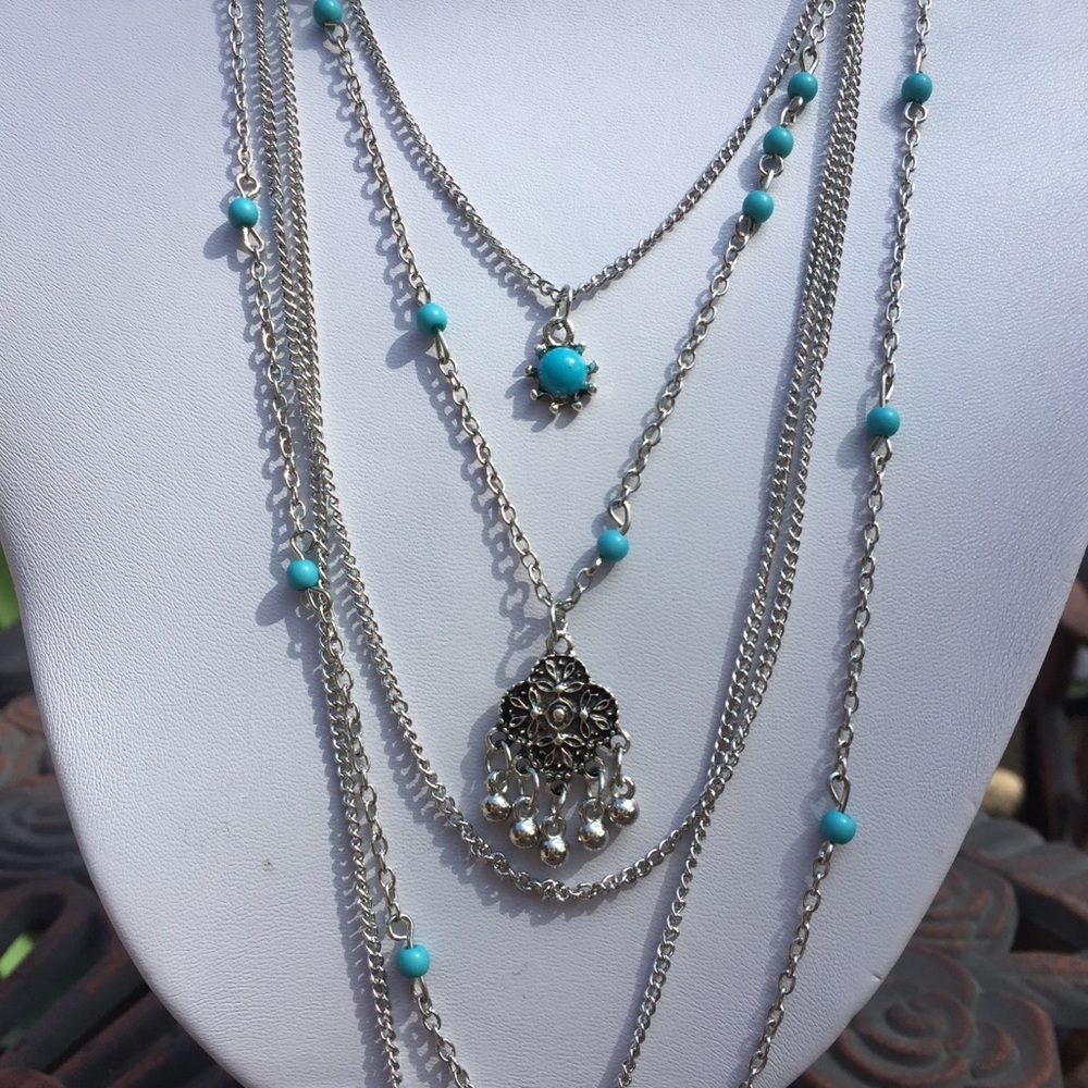 New Turquoise beaded Layered Necklace - Picture 4 of 6